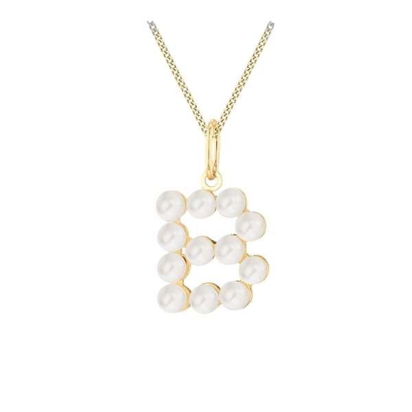 Pearl necklace with gold chain on a white background