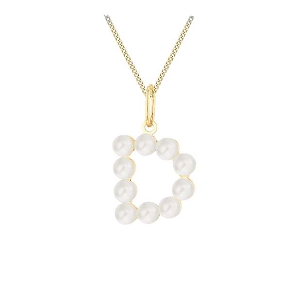 Pearl necklace with gold chain on a white background