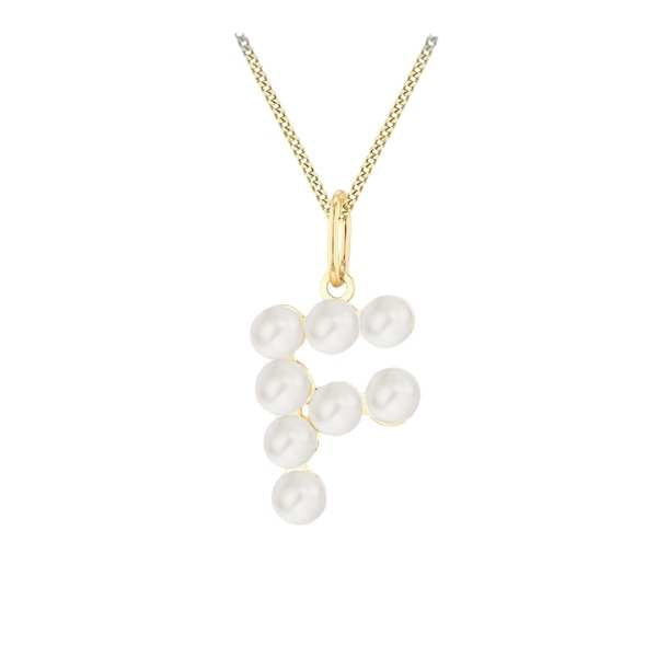 Pearl necklace with gold chain on a white background