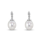 Freshwater Pearl and Diamond Earrings from Harrogate Jewellers, Yorkshire - Bespoke bridal jewellery featuring lab grown diamonds and pearls.