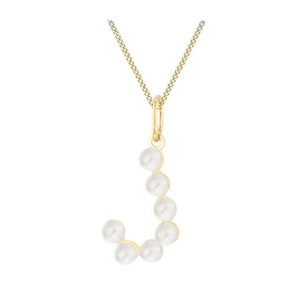 Pearl necklace with gold chain on a white background