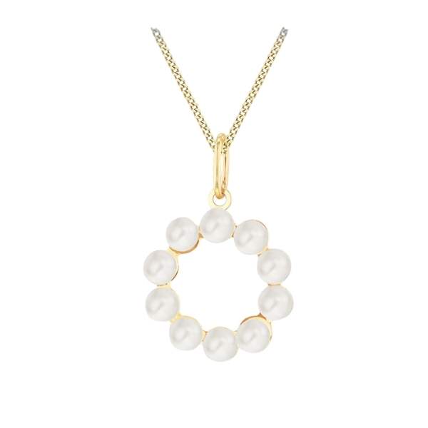 9ct Yellow Gold Pearl Initial Pendant by Harrogate Jewellers, bespoke jewellery in Yorkshire. Exquisite Earth-mined pearls on white gold chain.