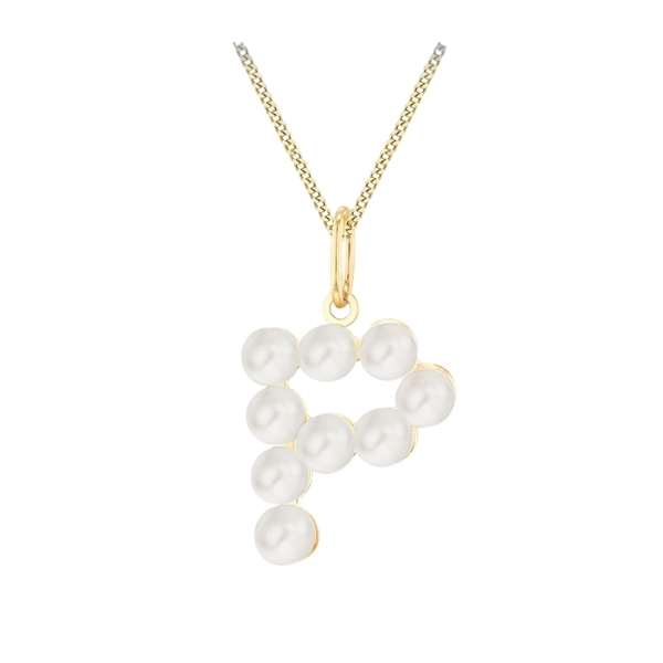 9ct yellow gold pendant from Harrogate Jewellers featuring pearl initial design, perfect for bespoke Yorkshire jewellery lovers