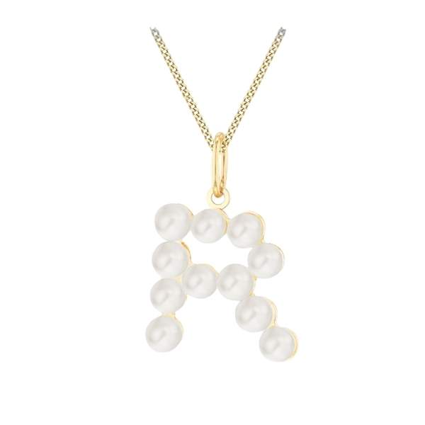 9ct Yellow Gold Pearl Initial Pendant by Harrogate Jewellers, beautifully crafted with freshwater pearls, ideal for bespoke jewellery gifts in Harrogate, Yorkshire