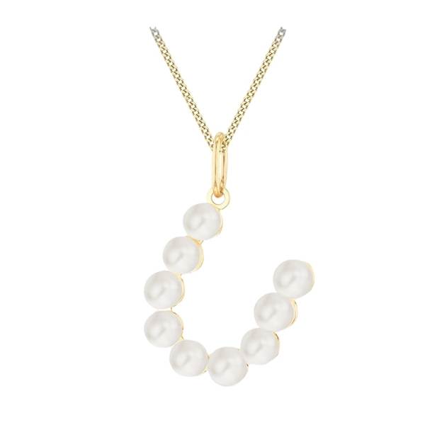9ct Yellow Gold Pearl Initial Pendant from Harrogate Jewellers, bespoke jewellery in Harrogate Yorkshire, ideal for wedding or engagement.