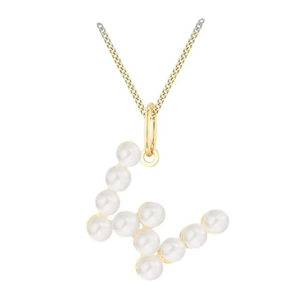 9ct Yellow Gold Pearl Initial Pendant from Harrogate Jewellers, bespoke Yorkshire jewellery, perfect choice for wedding or engagement gift.