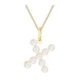 Pearl Initial Pendant 9ct Yellow Gold by Harrogate Jewellers, bespoke freshwater pearl alphabet necklace set in white gold, perfect for Yorkshire weddings
