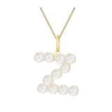 Pearl necklace with a gold chain on a white background initial letter z