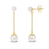 9ct Yellow Gold Chain Drop Pearl Earrings by Harrogate Jewellers, perfect for weddings or bespoke jewellery occasions in Harrogate, Yorkshire