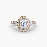 Halo Three Stone Ring