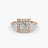 Halo Three Stone Ring