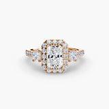 Halo Three Stone Ring
