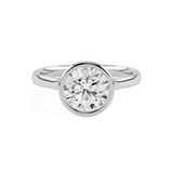 Lab-Grown Round Brilliant Cut Diamond Rub-Over Bezel Set Engagement Ring | The Solace Ring