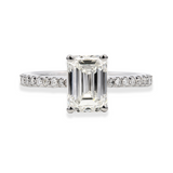 Natural GIA Certified Emerald Cut 1.50ct Diamond Engagement Ring with Diamond Shoulders