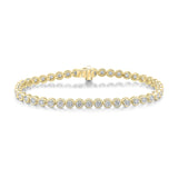 Harrogate Jewellers' Diamond Rub-Over Set Tennis Bracelet in Yellow Gold, bespoke jewellery piece perfect for wedding or engagement, lab-grown diamonds on white background