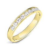 Round Brilliant Cut Channel Set Yellow Gold Diamond Ring 3mm
