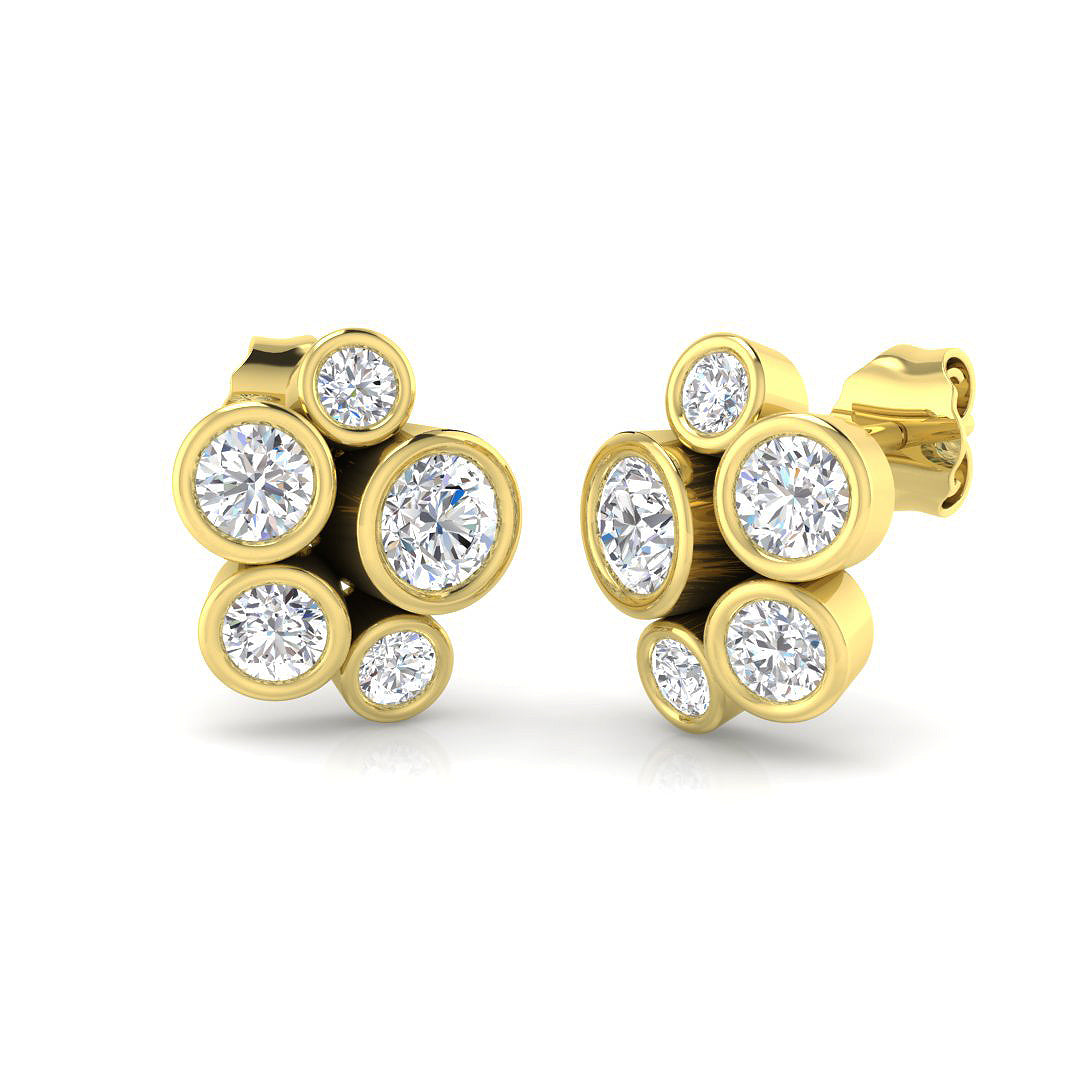 Harrogate Jewellers' lab grown diamond cluster stud earrings in platinum, an elegant bespoke jewellery piece from Yorkshire, perfect for engagement or wedding.