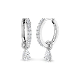 Diamond Hoop Earrings with Interchangeable Pear Cut Diamond Drop