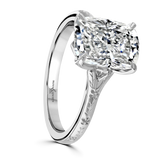 Lab-Grown Elongated Cushion Cut Diamond Solitaire Engagement Ring Engraved Band  | The Rosalie Ring