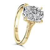 Lab-Grown Elongated Cushion Cut Diamond Solitaire Engagement Ring Engraved Band  | The Rosalie Ring