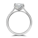Lab-Grown Elongated Cushion Cut Diamond Solitaire Engagement Ring Engraved Band  | The Rosalie Ring