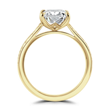 Lab-Grown Elongated Cushion Cut Diamond Solitaire Engagement Ring Engraved Band  | The Rosalie Ring