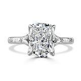 Lab-Grown Elongated Cushion Cut Diamond Solitaire Engagement Ring Engraved Band  | The Rosalie Ring