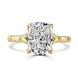 Lab-Grown Elongated Cushion Cut Diamond Solitaire Engagement Ring Engraved Band  | The Rosalie Ring