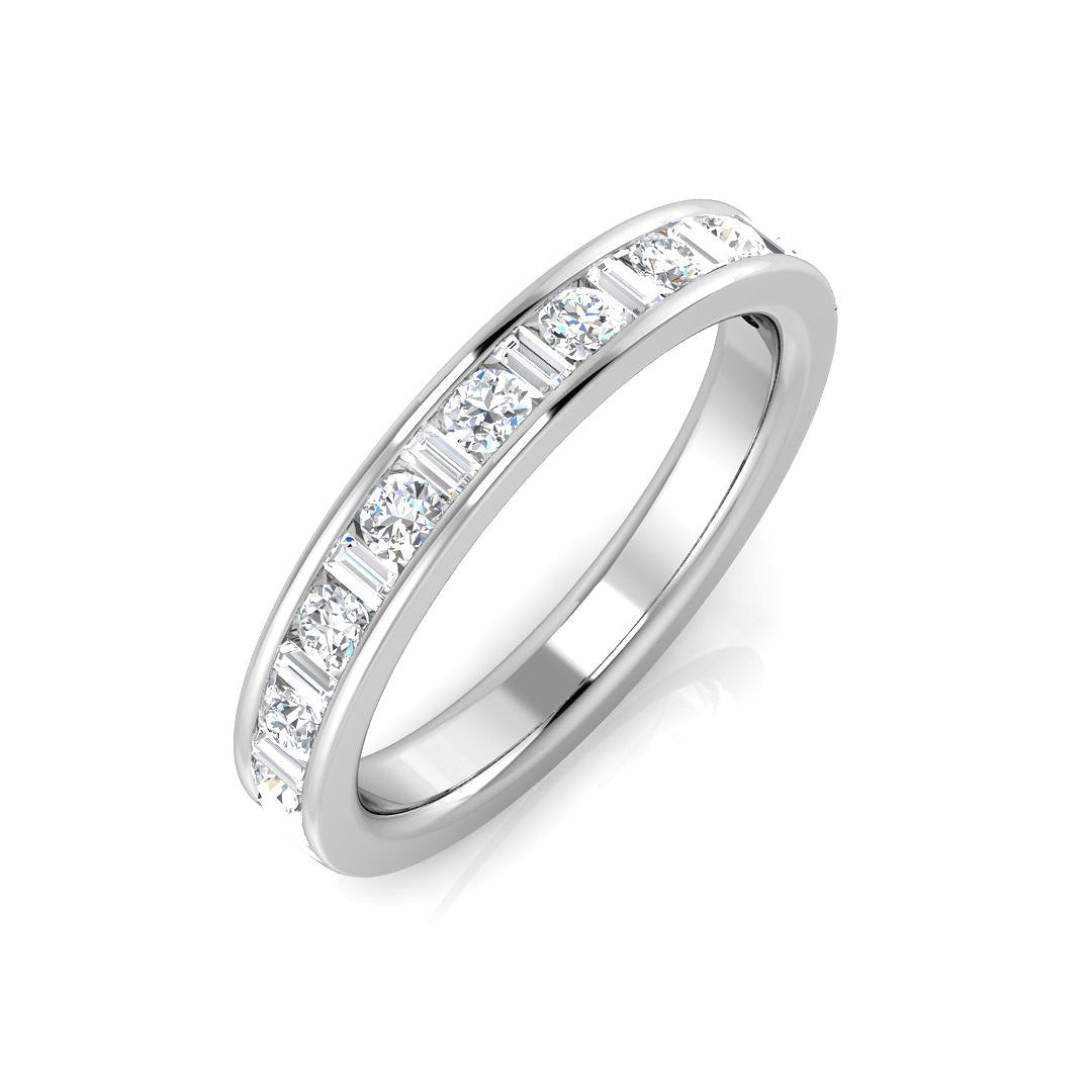 Harrogate Jewellers Mixed Cut Channel Set Diamond Eternity Ring in platinum, featuring natural and Earth Mined Diamonds, bespoke jewellery from Yorkshire.