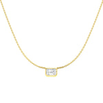 Emerald cut lab-grown diamond pendant by Harrogate Jewellers, bezel set in white gold, bespoke Yorkshire jewellery