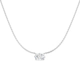 Oval Solitaire Diamond Pendant East West Set White Gold