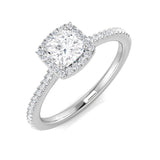 Cushion Cut Diamond Halo Engagement Ring 0.65ct