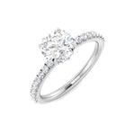 1.00ct round brilliant cut lab-grown diamond engagement ring by Harrogate Jewellers, platinum band adorned with smaller diamonds, bespoke jewellery in Harrogate Yorkshire.