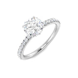 1.00ct round brilliant cut lab-grown diamond engagement ring by Harrogate Jewellers, platinum band adorned with smaller diamonds, bespoke jewellery in Harrogate Yorkshire.