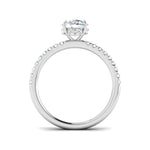 Harrogate Jewellers' 1.00ct lab-grown round brilliant cut diamond ring in platinum with diamond-set shoulders and under halo, perfect for bespoke engagement in Yorkshire.
