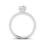 Harrogate Jewellers' 1.00ct lab-grown round brilliant cut diamond ring in platinum with diamond-set shoulders and under halo, perfect for bespoke engagement in Yorkshire.