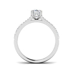Harrogate Jewellers 1.00ct oval cut lab-grown diamond solitaire ring with split shoulder in platinum, showcasing a secret diamond under halo design, bespoke jewellery from Yorkshire.