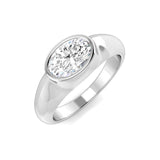 East West Set Oval Cut Lab-Grown Diamond Ring in Platinum by Harrogate Jewellers, showcasing a brilliant IGI certified diamond of D colour and VS1 clarity, set against a white background.