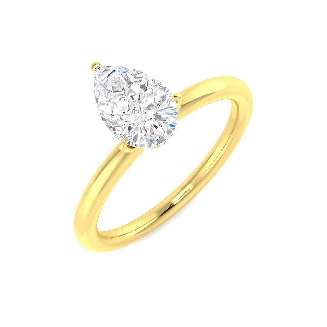 Pear Cut Lab-Grown Solitaire Diamond Ring with Under Halo 1.00ct from Harrogate Jewellers, a bespoke ring crafted in platinum, perfect for engagement or wedding in Yorkshire.