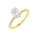 Harrogate Jewellers' 1.00ct Oval Cut Lab-Grown Diamond Ring in Gold, featuring a four-claw setting and delicate under-halo, a perfect choice for bespoke engagement and wedding rings in Yorkshire.