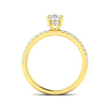 Oval Cut Lab-Grown Diamond Engagement Ring by Harrogate Jewellers, showcasing 1.00ct 18ct gold band with intricate diamond arrangement against white background.