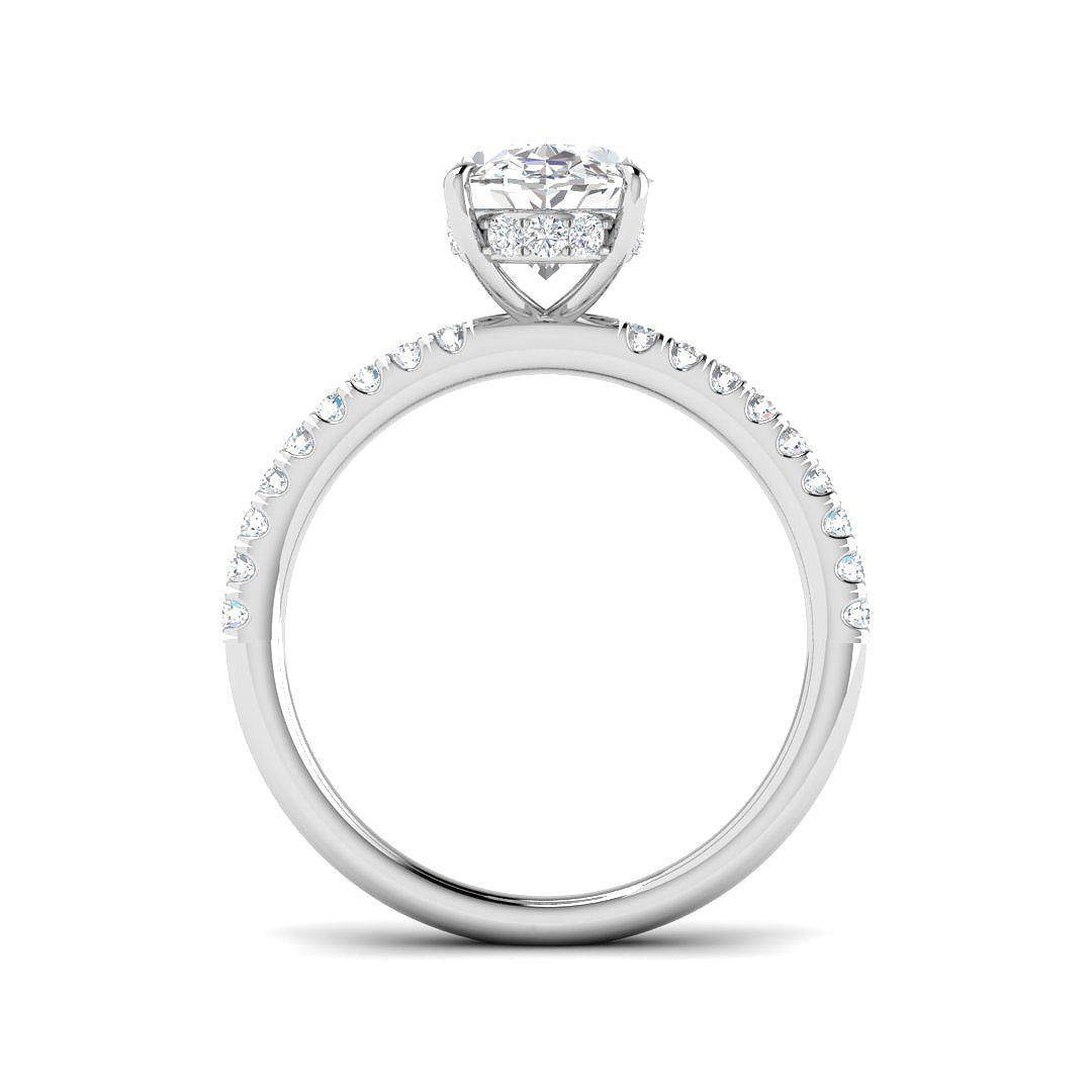 2.00ct Oval Cut Lab-Grown Diamond Engagement Ring from Harrogate Jewellers, featuring a platinum band and under-halo detail, bespoke jewellery in Yorkshire.