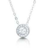 Diamond Halo Round Brilliant Cut Pendant White Gold by Harrogate Jewellers, bespoke Yorkshire jewellery featuring lab grown diamonds, perfect for engagements or weddings.