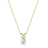 Emerald Cut Diamond Solitaire Pendant in Yellow Gold from Harrogate Jewellers, bespoke jewellery in Yorkshire