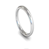 Ladies Platinum Slight Court Wedding Ring Plain Band by Harrogate Jewellers. A high polished, round-profiled ring perfect for everyday wear, bespoke jewellery in Harrogate, Yorkshire.