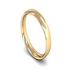 Traditional court wedding ring from Harrogate Jewellers, a ladies plain band in yellow gold, ideal for bespoke Yorkshire jewellery seekers.