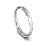 Harrogate Jewellers' Gents White Gold Traditional Court Wedding Ring Plain Band, a highly polished, luxury medium-weight ring in stark contrast with a white background, ideal for bespoke jewellery lovers in Yorkshire.