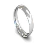 Harrogate Jewellers' Gents White Gold Traditional Court Wedding Ring Plain Band, reflecting light on a white background, perfect for a bespoke jewellery look in Harrogate, Yorkshire.