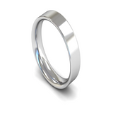 Gents Platinum Flat Court Wedding Ring from Harrogate Jewellers, a sleek and polished plain band ring reflecting light. Perfect for bespoke jewellery and lab grown diamond settings in Harrogate, Yorkshire.