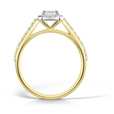 CONNIE lab-grown emerald cut diamond halo ring by Harrogate Jewellers, featuring high-clarity diamonds on a platinum band, bespoke jewellery in Harrogate Yorkshire